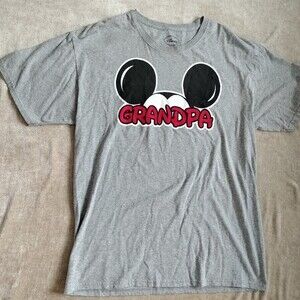 Disney Men's Grandpa Mickey Ears Grey T-Shirt Size Large